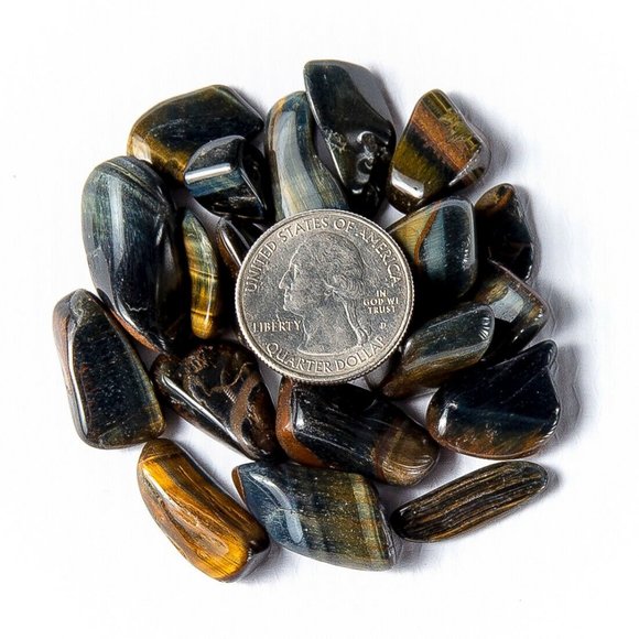 50g Tumbled Blue Multi Tigers Eye Gemstone Crystals 15-30 Stones Gem Specimens - Picture 2 of 5